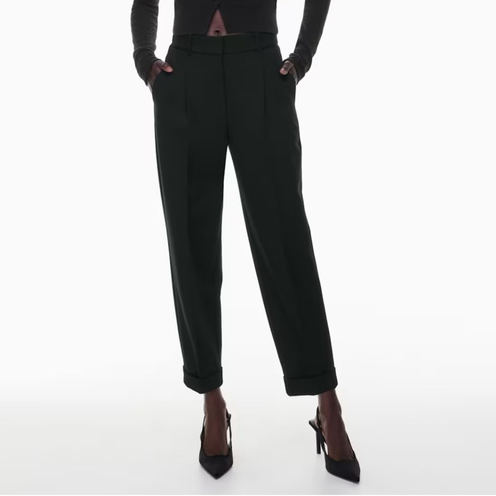 Wilfred Dark Black Cuffed High-Rise Trousers